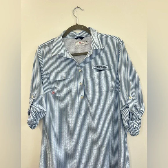 Vineyard Vines Blue Striped Swim Coverup - Picture 4 of 12